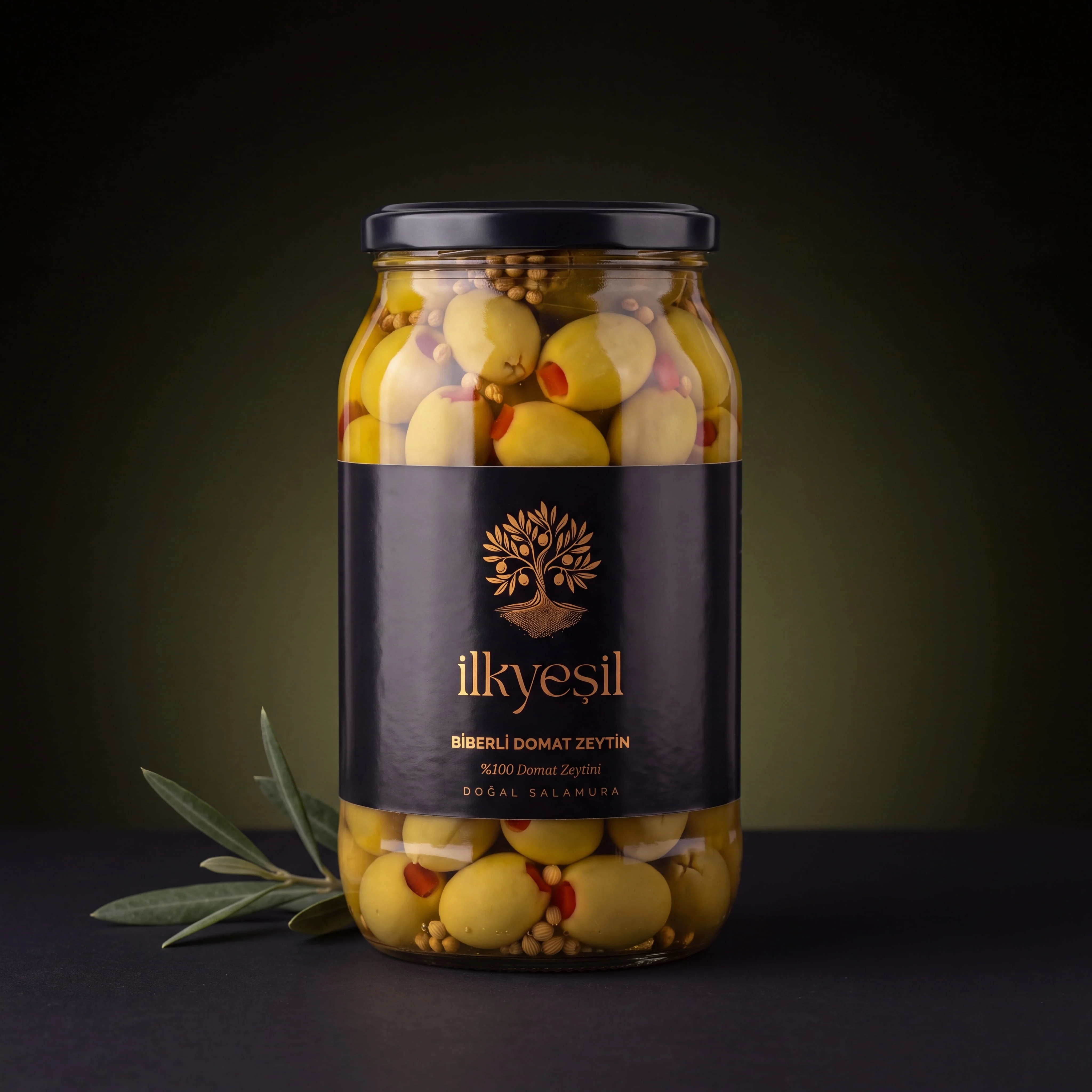 İlkyeşil 1000 gr Domat Biberli Zeytin Doğal ve Sofralık Lezzet